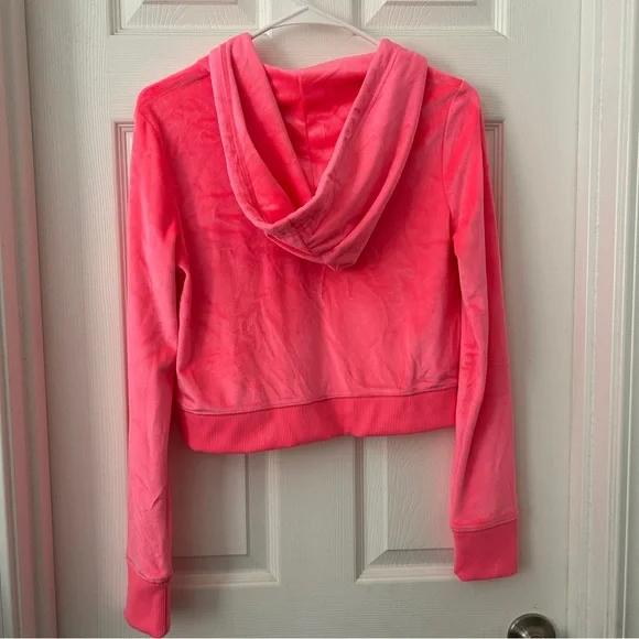 NWOT Aerie Pink Velour Zip-Up Hoodie - Picture 3 of 4